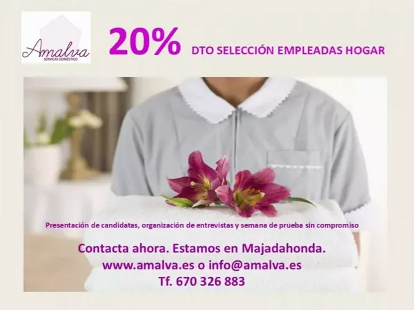 ¿NECESITAS AYUDA DOMÉSTICA? 20% descuento