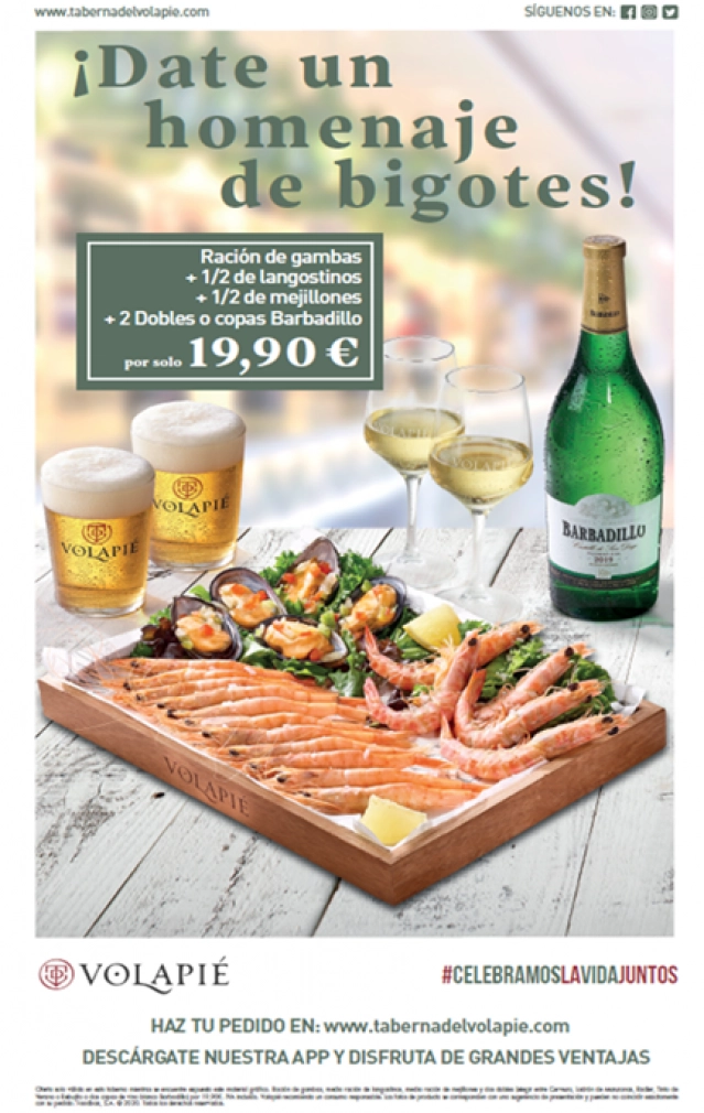 Gambas + Langostinos + Mejillones + Bebida: 19,90€