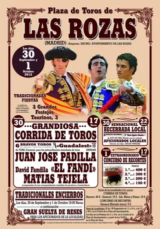 Los diestros Juan José Padilla, El Fandi y Matías Tejela harán el paseíllo en San Miguel 2012