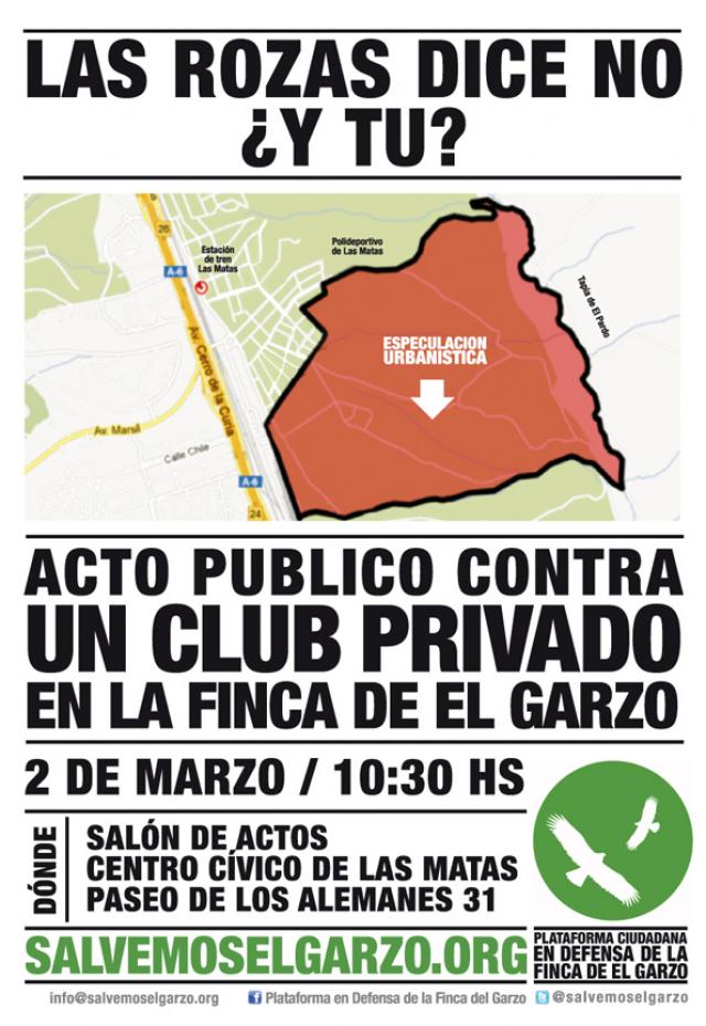 La Plataforma "Salvemos El Garzo" informará a los vecinos este sábado