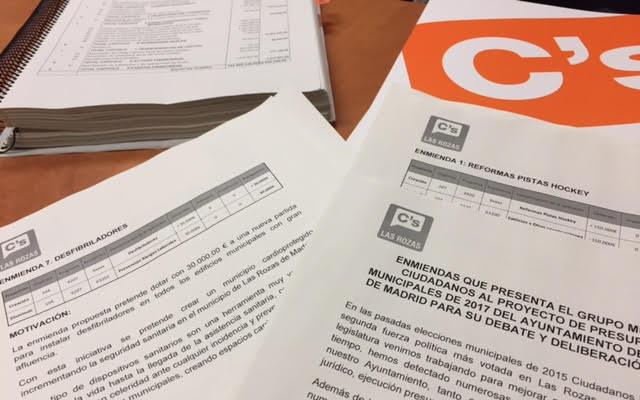 Ciudadanos Las Rozas registra 34 enmiendas para los presupuestos municipales de 2017