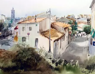 Mª Victoria Moreno, ganadora del VI Concurso de Pintura Rápida de la EMGV Las Rozas